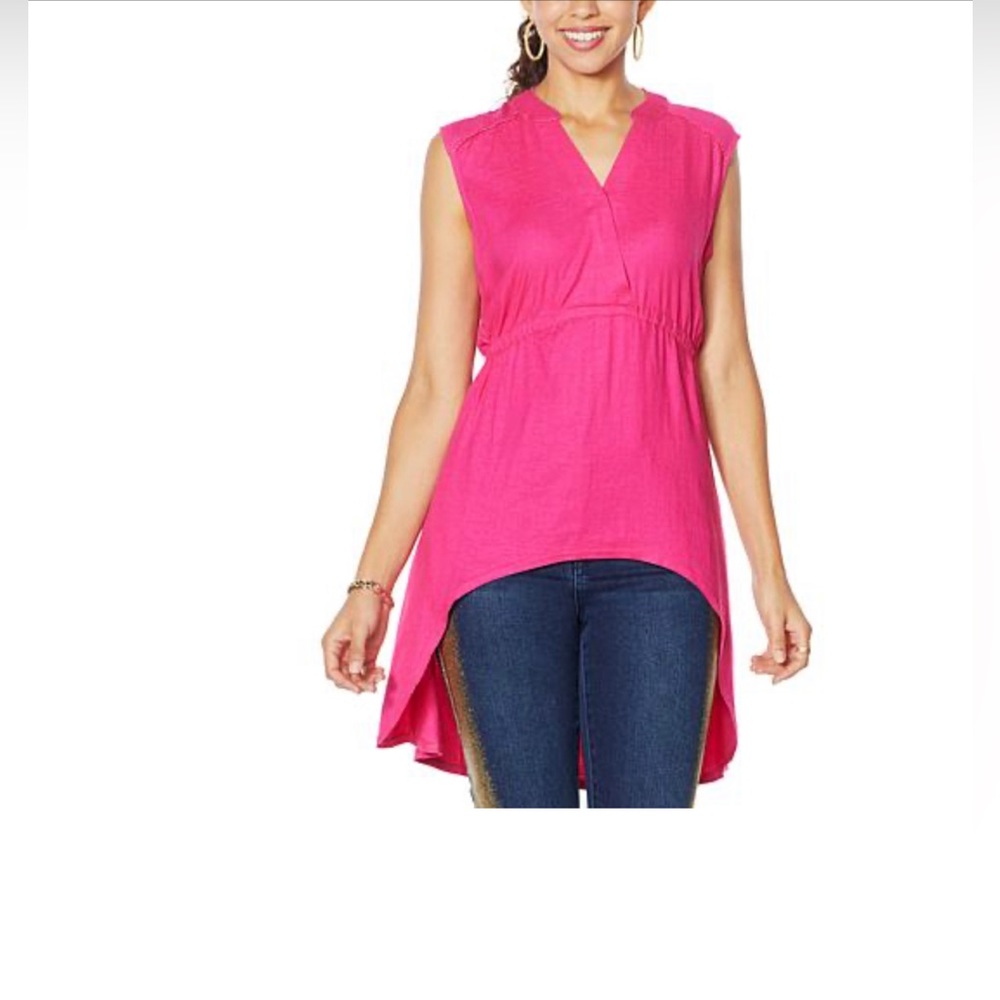 DG2 By Diane Gilman Ladies Linen Blend Sleeveless Top